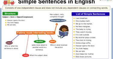 Simple Sentence with Clear Definition and Examples in English