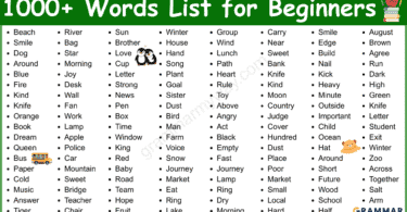 1000+ Useful English Words List for Beginners