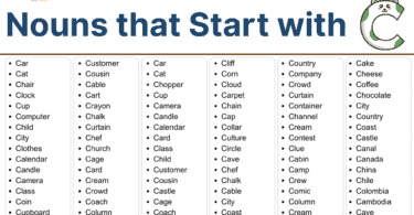 Nouns that Start with C: 430+ Nouns List and Examples