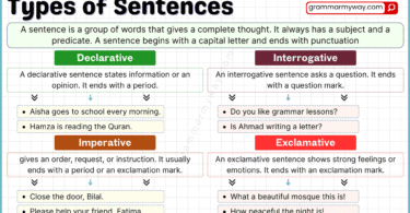 Types of Sentences in English Grammar with rules and examples