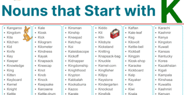 Noun Words that Start with k | 300+ Nouns with Letter K